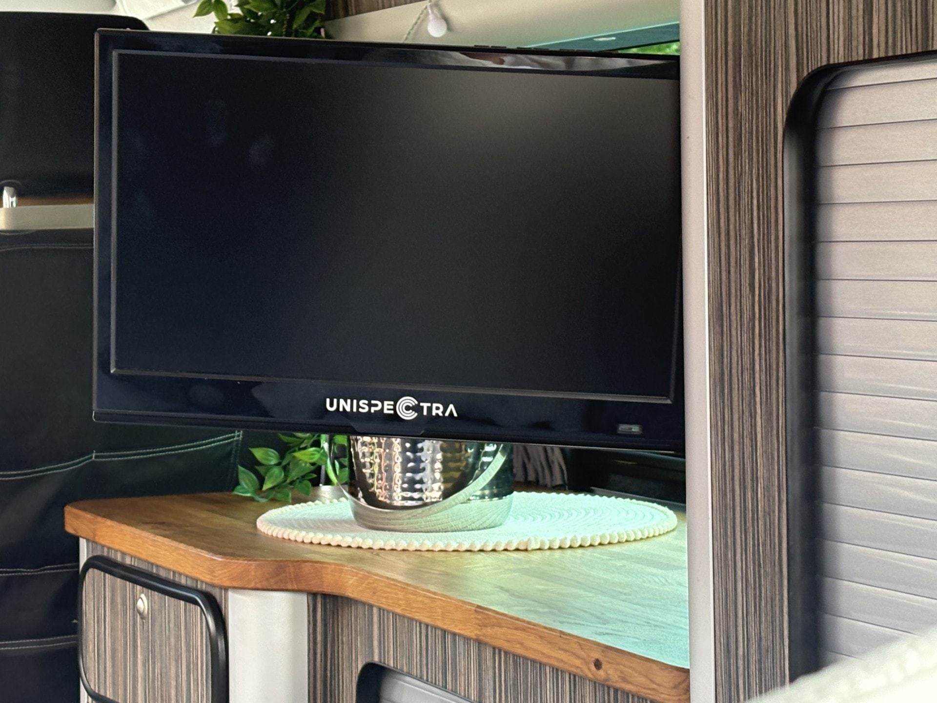 Smart TV mounted inside the campervan